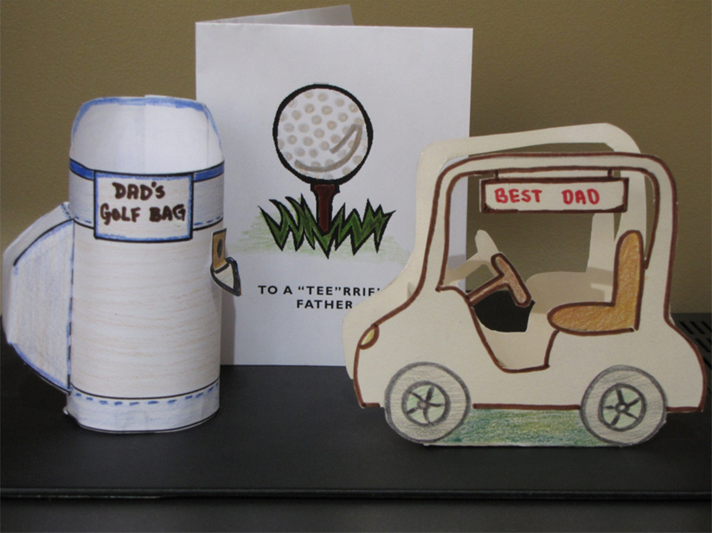 Father's Day Craft - Golf Bag & Golf Cart with Matching Cards